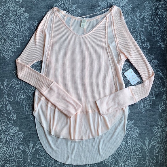 Free People Catalina Thermal Long Sleeve Top Peach - Picture 4 of 8